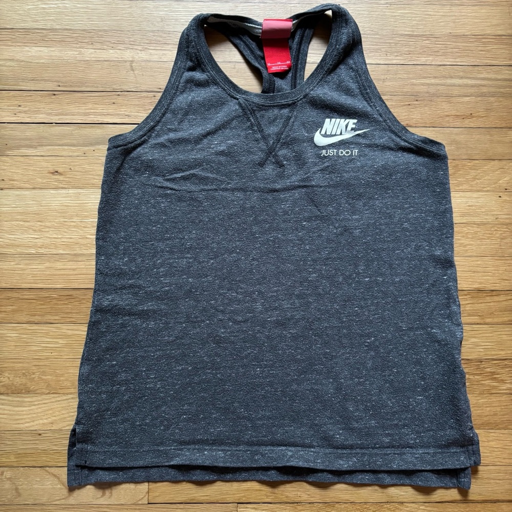 NIKE Gym Retro Womens Just Do It Tank Size XL Grey 2016 Running Workout Athlete